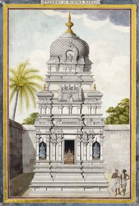 Parte do Templo de Jambukeshvara, Srirangam, Tamil Nadu, c. 1800 (lápis, caneta, tinta preta, w - c em papel vergê) de Indian School