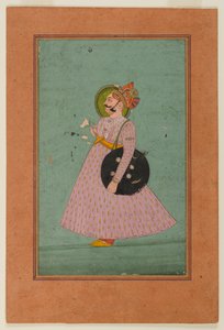 Retrato de Maharaja Bakhat Singh, início do século XIX (wc opaco em ouro papr) de Indian School