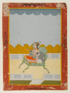 Retrato de Phul Kaur de Jaipur (wc opaca no papel) de Indian School