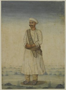 Retrato de um homem (aquarela sobre papel) de Indian School