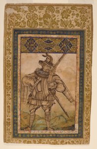 Retrato do Almirante Português Albuquerque, c.1615 (wc opaca e ouro sobre papel) de Indian School