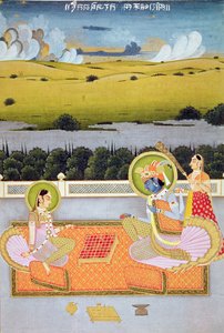 Principiante casal jogando rascunhos, Rajasthan School, c.1750 de Indian School