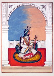 Rajah Hira Singh, do Reino do Punjab, seus governantes e chefes, volume I, um volume de 27 estudos em aquarela de um artista indiano não identificado, c. 1840 (wc no papel) de Indian School