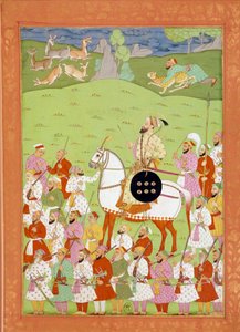Representação de Shah Alem segundo filho de Aurengzib em Miniaturas a cavalo indiano e persa na "História da Índia de Tamertante a Orangreyb" de Niccolo Manucci (1638-1717). B.N., Paris. de Indian School
