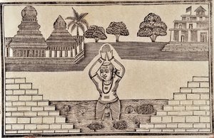 Cena do rio (impressão xilogravura) de Indian School
