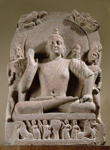Bodhisattva sentado, Mathura (arenito vermelho) de Indian School