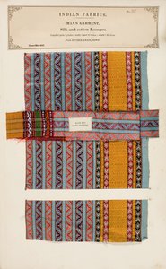 Amostra Loongee de seda e algodão de Hyderabad in Sind, de The Collection of the Textile Manufacturers of India, de John Forbes Watson, publicada em 1866 de Indian School