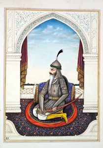 Sirdar Harri Singh, do Reino do Punjab, seus Governantes e Chefes, volume I, um volume de 27 estudos de aquarela de um artista indiano não identificado, c.1840 (wc no papel) de Indian School