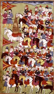História do Profeta Muhammad, Hamla-i-Haydari, de Mirza Muhammad Rafi Bazil, 1808 (tinta e cores sobre papel) de Indian School