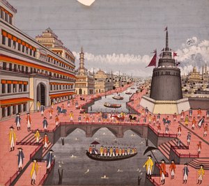 O Ghat em Jaunpur, c.1780 (wc opaca no papel) de Indian School