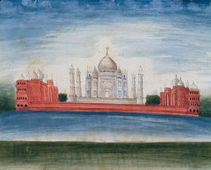 O Taj Mahal em Agra (aguarela sobre papel) de Indian School