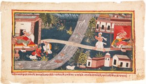Os bebês são trocados, 1600-25 (wc opaco no papel) de Indian School