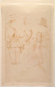 O escrivão Nabin mata a sua esposa Elokeshi com um descascador de vegetais, c.1880 (aguarela sobre papel) de Indian School