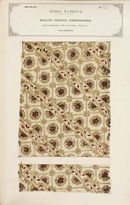 Amostra de musselina grossa e bordada de Madras, da Coleção de Fabricantes Têxteis da Índia, de John Forbes Watson, publicada em 1866 de Indian School