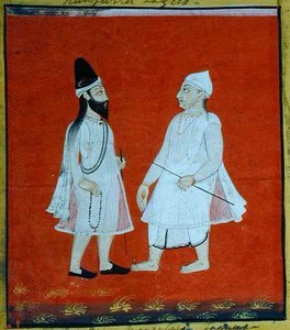 Dois Faqirs muçulmanos errantes (jangam) Religious Mendicants, Udaipur, c.1810-20 (gouache no papel) (detalhe) (ver também 136600) de Indian School