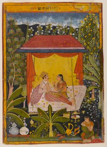 Página não identificada de uma série dispersa de Nayika, c.1650-1660 (wc opaca no papel) de Indian School