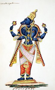 Varaha, avatar do varrão de Vishnu (wc no papel) de Indian School