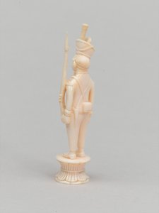 Peão branco, peça de xadrez, Índia, 1820 cerca de Indian School
