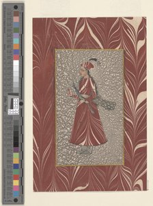 Woman Holding a Peacock, Bijapur, c.1660 (tinta e aguarela sobre papel) de Indian School