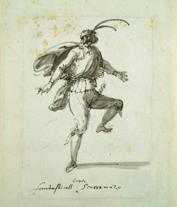 Um fantástico amante do guarda-chuva (caneta e tinta sobre papel) de Inigo Jones