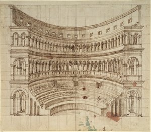 Um anfiteatro (caneta e tinta sobre papel) de Inigo Jones