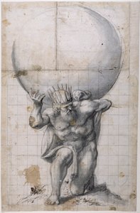 Atlas: obturador traseiro ou cena de alívio (caneta e tinta sobre papel)