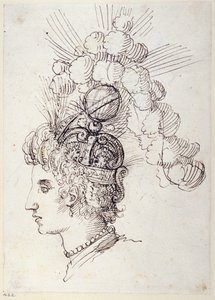 Bel-Anna, Rainha do Mar, c.1609 (caneta e tinta sobre papel) de Inigo Jones