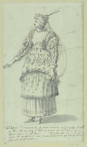 Chloris: esboço final para Henrietta Maria, c.1631 (caneta e tinta sobre papel) de Inigo Jones