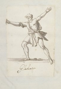 Gladiador (caneta e tinta sobre papel) de Inigo Jones