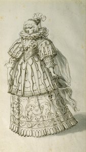 Masquer, c.1638 (caneta e tinta sobre papel) de Inigo Jones