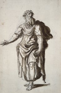 Merlin, c.1610 (caneta e tinta sobre papel) de Inigo Jones