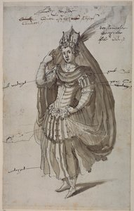 Rainha Candace, c.1609 (caneta e tinta sobre papel) de Inigo Jones