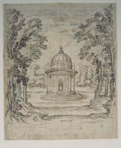 O Templo de Apollo (caneta e tinta sobre papel) de Inigo Jones