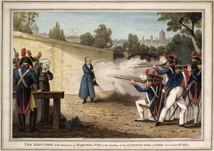 A execução do marechal Michel Ney perto do Jardim de Luxemburgo em 7 de dezembro de 1815, 1816 de Innocent Louis Goubaud