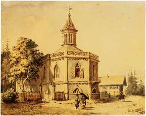 O Pavilhão da Fazenda de Laticínios no Parque Pavlovsk de Iosif Ivanovich Charlemagne