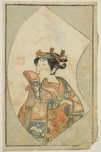 O ator Arashi Hinaji, de "A Picture Book of Stage Fans (Ehon butai ogi)" de Ippitsusai Bunchō