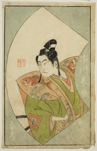 O ator Ichikawa Haruzo II, de "A Picture Book of Stage Fans (Ehon butai ogi)"