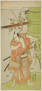 O ator Ichikawa Yaozo II como Yoshimine no Munesada na peça Kuni no Hana Ono no Itsumoji, realizada no Teatro Nakamura no décimo primeiro mês, 1771 de Ippitsusai Bunchō
