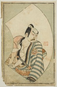 O ator Nakajima Mioemon II, de "A Picture Book of Stage Fans (Ehon butai ogi)" de Ippitsusai Bunchō