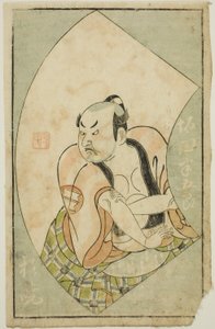 O ator Sakata Hangoro II, de "A Picture Book of Stage Fans (Ehon butai ogi)" de Ippitsusai Bunchō