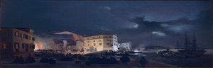 Itália, Festival Noturno em San Pietro di Castello, uma ilha na Lagoa de Veneza por Ippolito Caffi, óleo sobre tela, de Ippolito Caffi