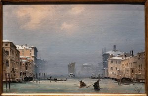 Neve e nevoeiro no Grande Canal de Ippolito Caffi