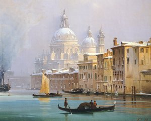Veneza Coberta de neve, por Ippolito Caffi, óleo sobre tela de Ippolito Caffi