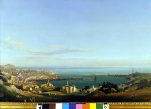 Vista de Génova. Pintura de Ippolito Caffi, por volta de 1840. Genes, Nervi. Galleria d