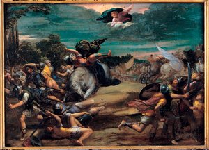 La conversion sur le chemin de Damas (São Paulo) - The Conversion on the Way to Damascus - Pintura de Ippolito Scarsellino (Scarsella) (1551-1620), Óleo sobre madeira 1590-1595 (39x55 cm) - Musei Capitolini, Roma de Ippolito Scarcella