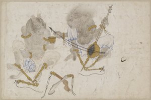 Dois demônios, acorrentados, século XV de Iranian Master