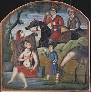 Khusraw descobre Shirin Bathing, meados do século XVIII