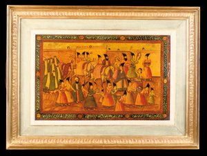Um de um par de painéis pintados, Qajar Iran, 1850-75 de Iranian School