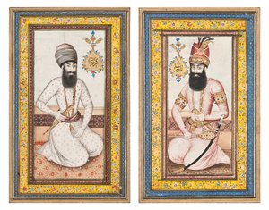 Retratos de Karim Khan Zand e Nadir Shah, Qajar Iran