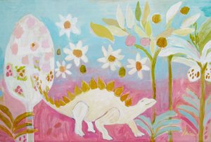 Jardim dos Dinossauros em Tons Pastel de Iria Fernandez